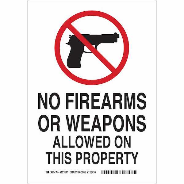 Hardware Specialty Brady No Firearms Or Weapons Allowed On This Property Sign 14 H X 10 W