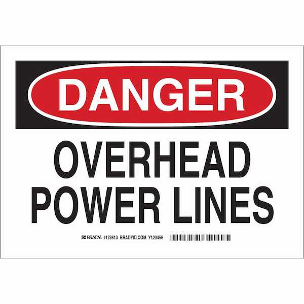 Hardware Specialty Brady Danger Overhead Power Lines Sign 10 H X 14